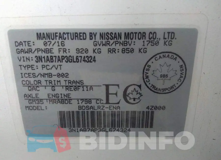 3N1AB7AP3GL674324 Photo# 9