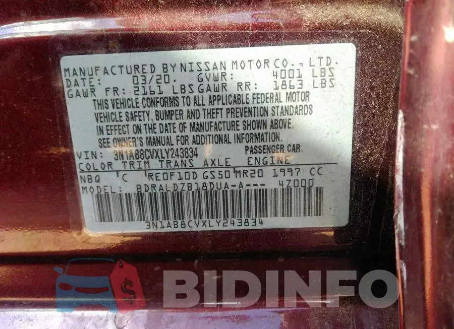 3N1AB8CVXLY243834 Photo# 9