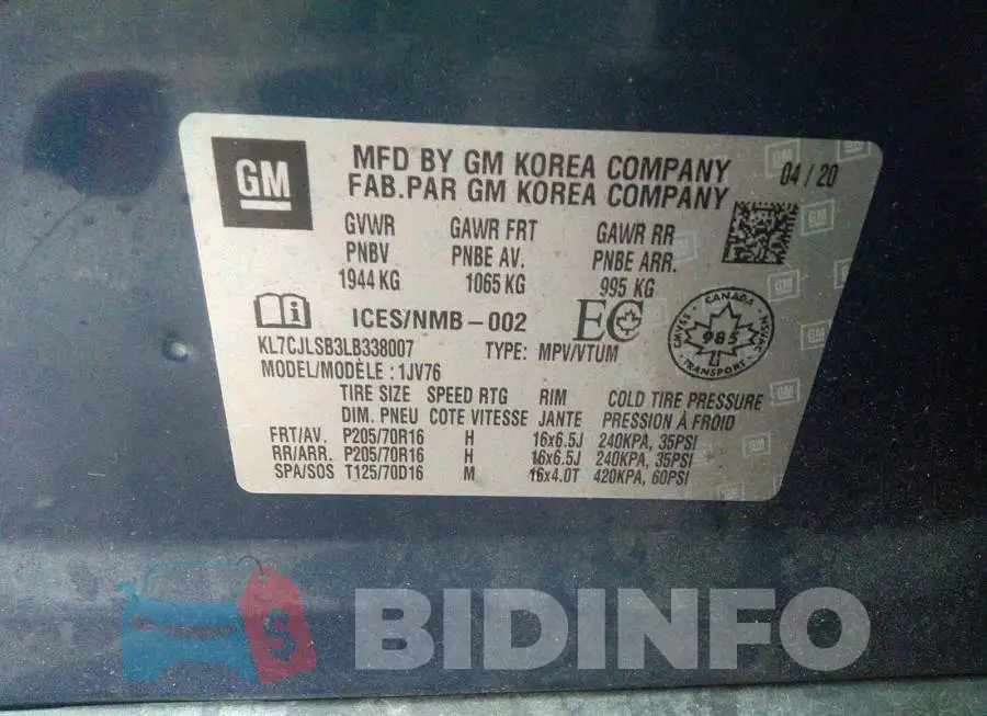 KL7CJLSB3LB338007 Photo# 9