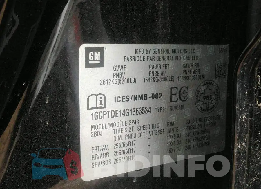 1GCPTDE14G1363534 Photo# 9