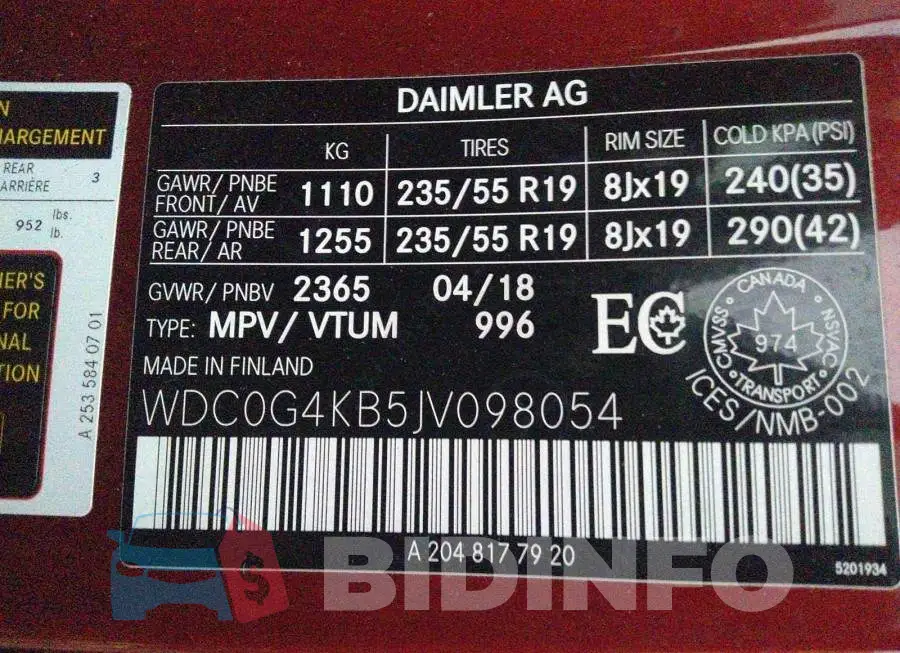 WDC0G4KB5JV098054 Photo# 9