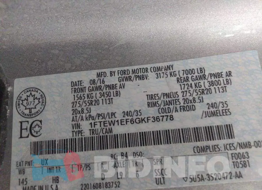 1FTEW1EF6GKF36778 Photo# 9