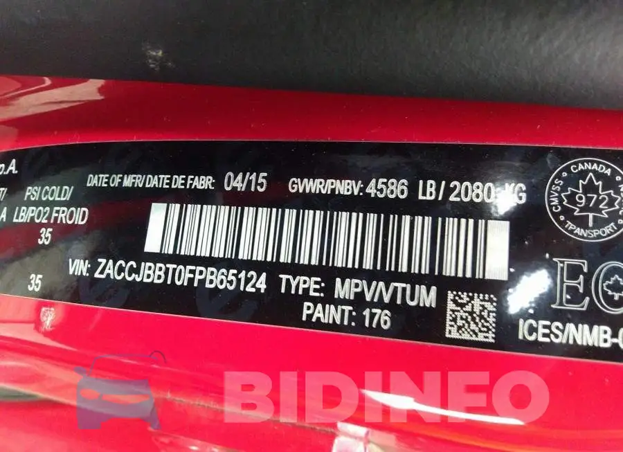 ZACCJBBT0FPB65124 Photo# 9