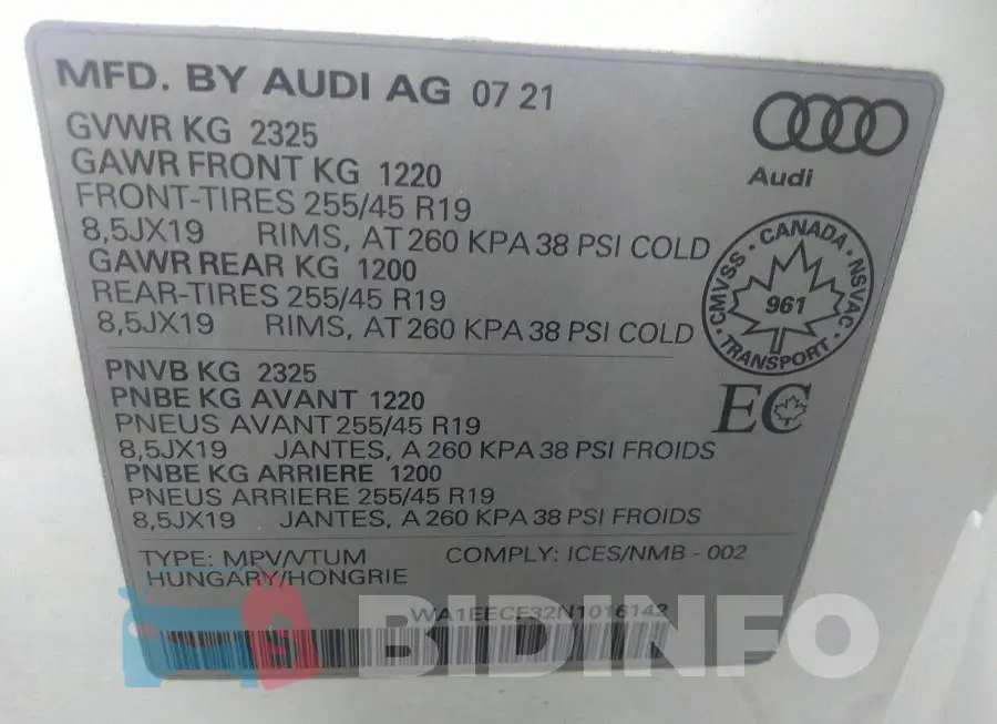 WA1EECF32N1016142 Photo# 9