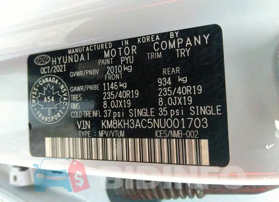 KM8KH3AC5NU001703 Photo# 9