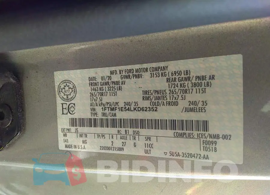 1FTMF1E54LKD62352 Photo# 9