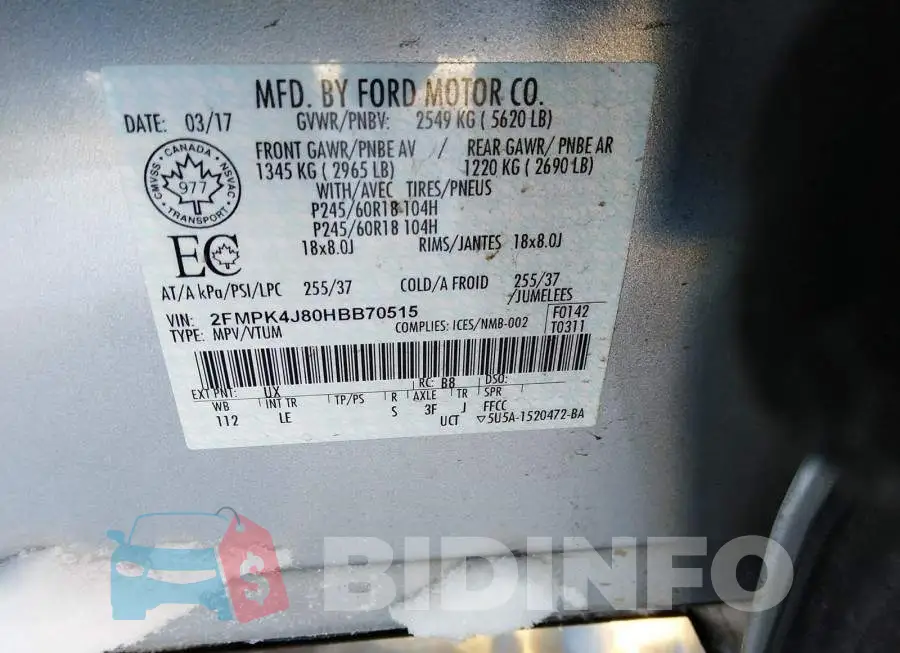 2FMPK4J80HBB70515 Photo# 9