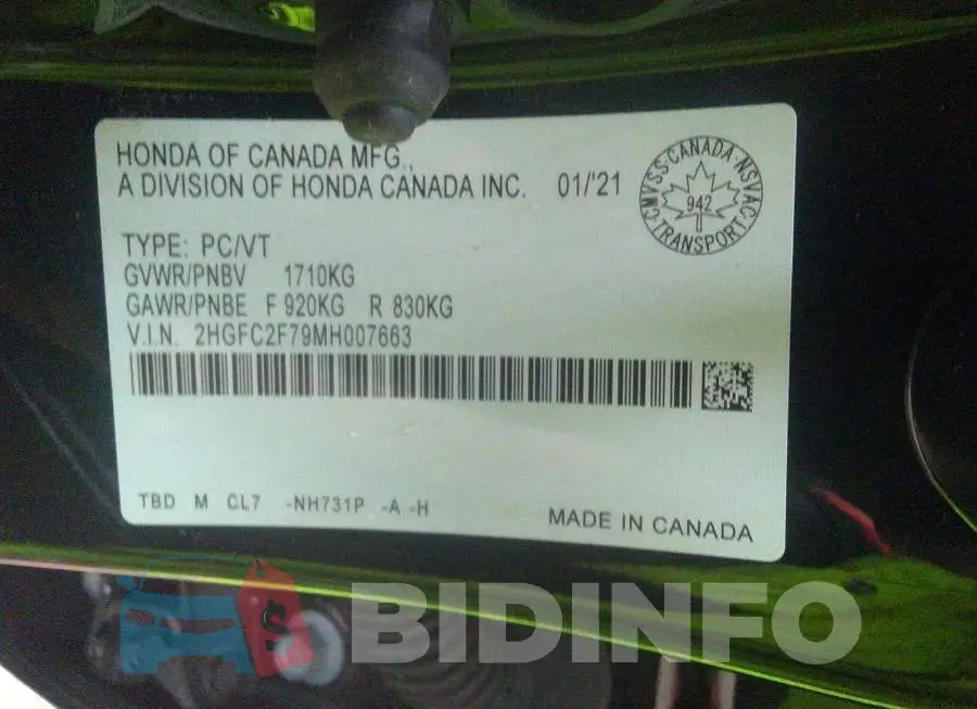 2HGFC2F79MH007663 Photo# 9