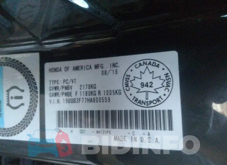 19UUB3F77HA800559 Photo# 9