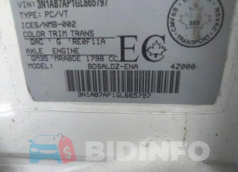 3N1AB7AP1GL665797 Photo# 9