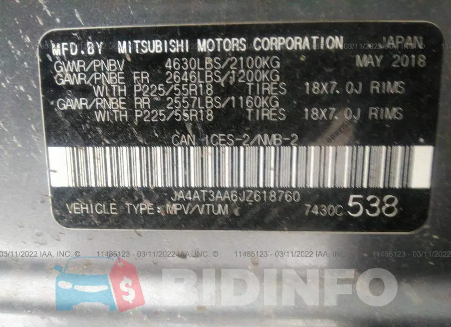 JA4AT3AA6JZ618760 Photo# 9