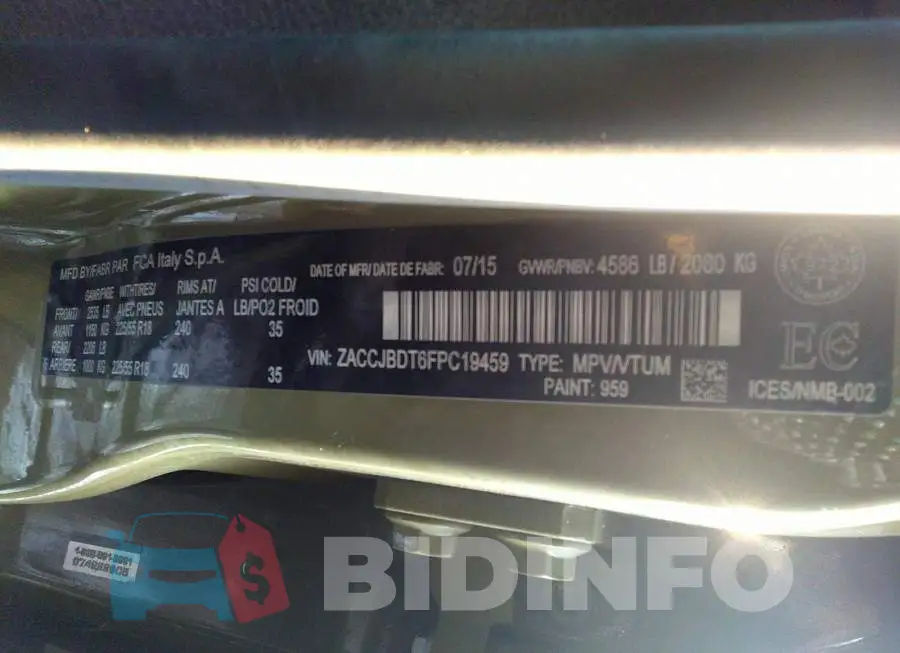 ZACCJBDT6FPC19459 Photo# 9