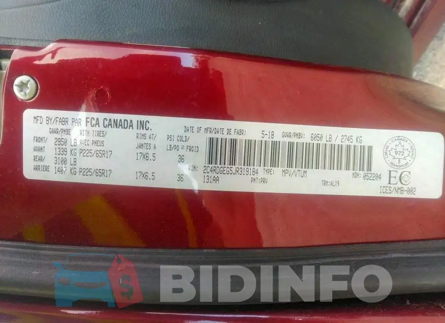 2C4RDGEG5JR319184 Photo# 9