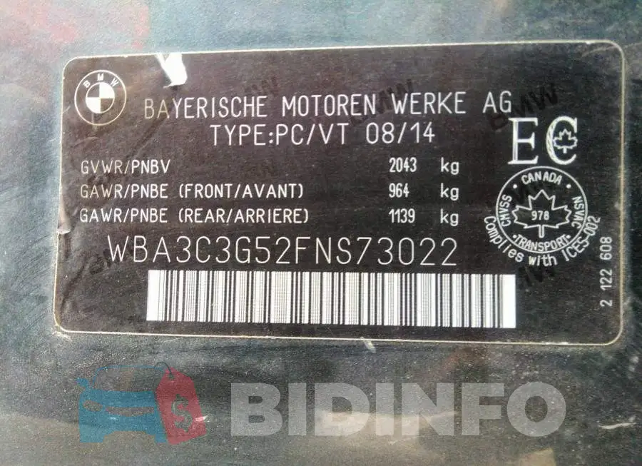 WBA3C3G52FNS73022 Photo# 9