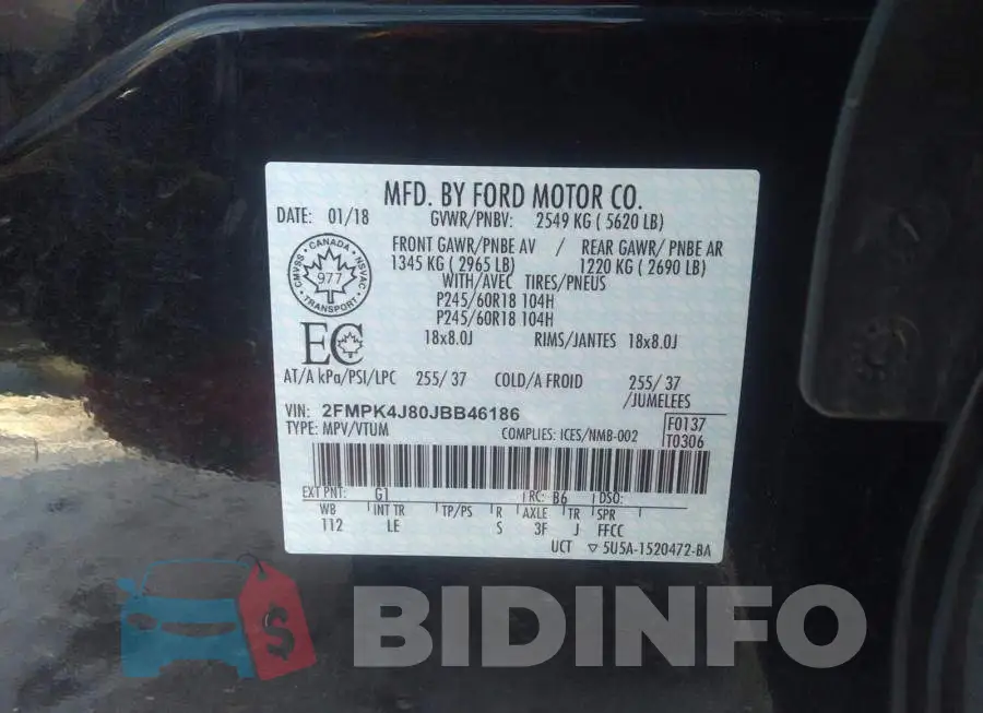 2FMPK4J80JBB46186 Photo# 9