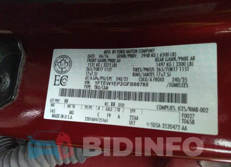 1FTEW1EP2GFB88785 Photo# 9