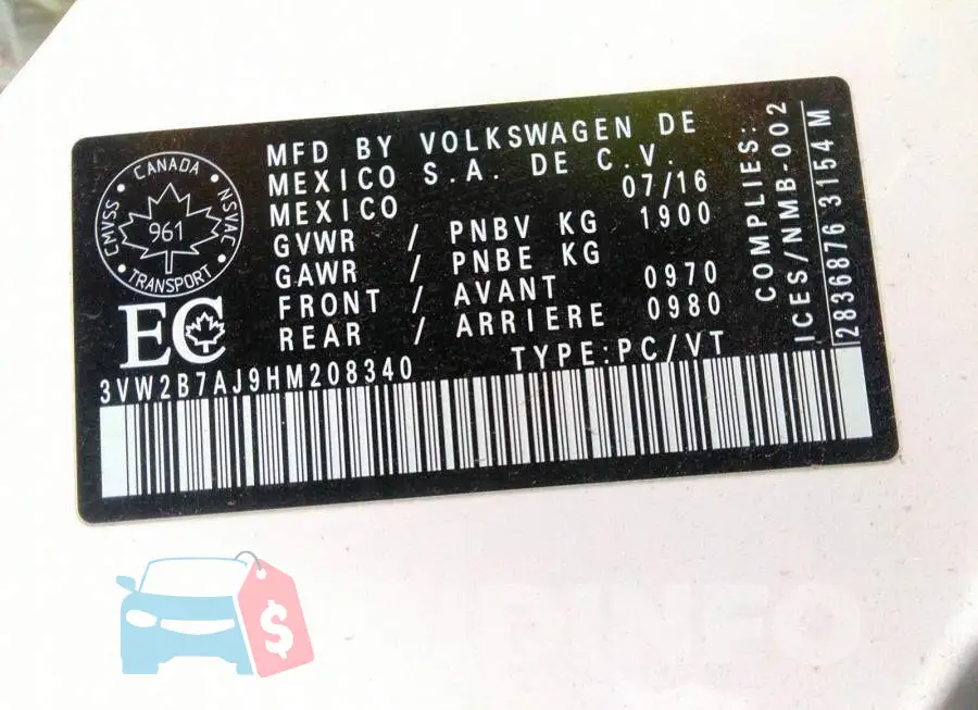 3VW2B7AJ9HM208340 Photo# 9