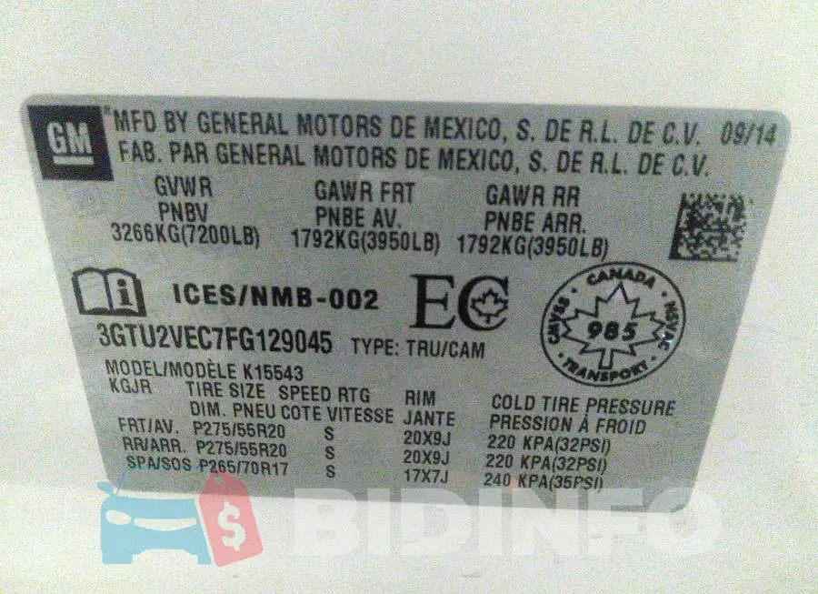 3GTU2VEC7FG129045 Photo# 9
