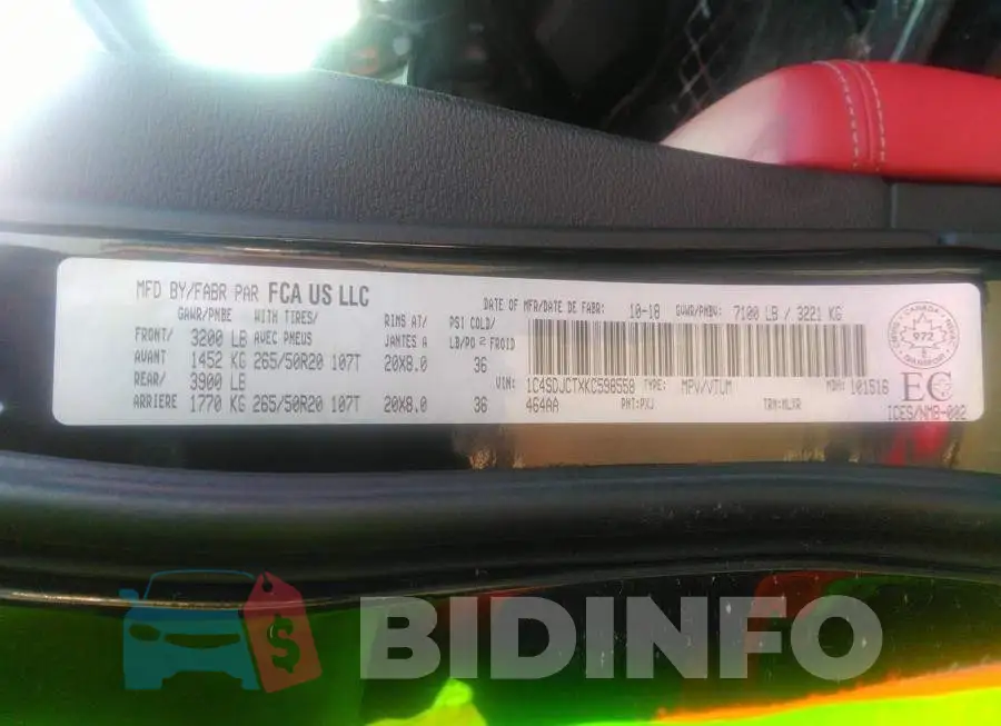 1C4SDJCTXKC598558 Photo# 9