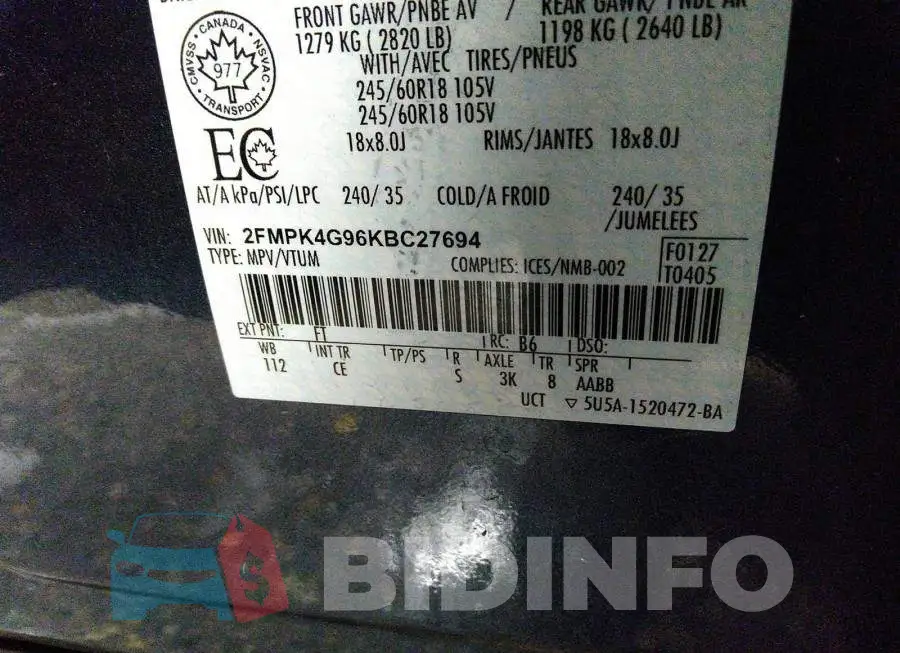 2FMPK4G96KBC27694 Photo# 9