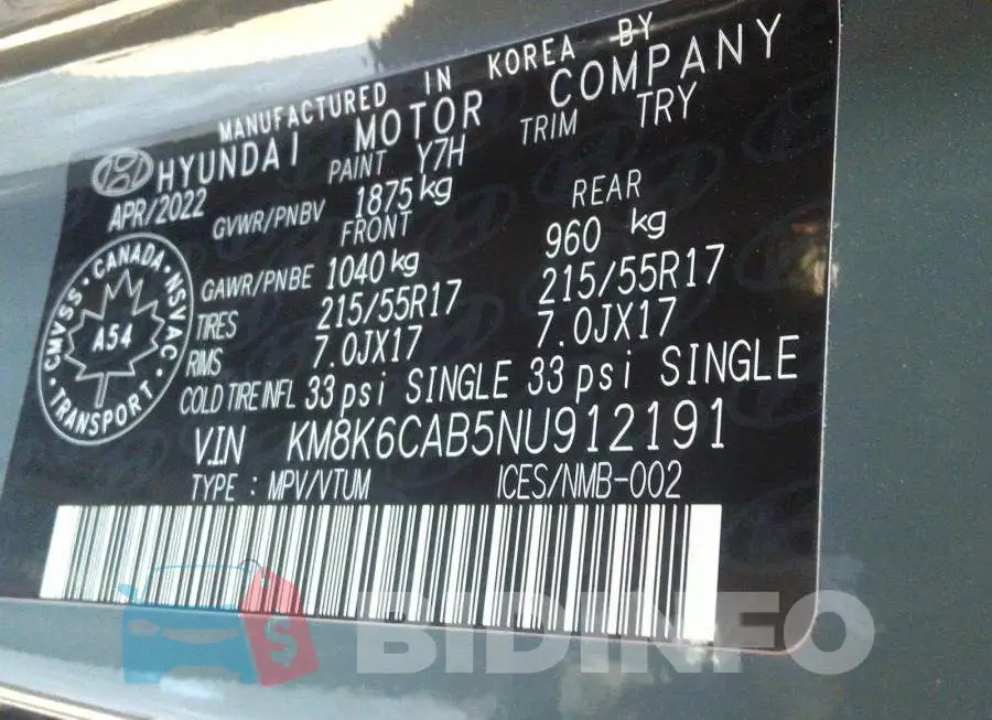 KM8K6CAB5NU912191 Photo# 9