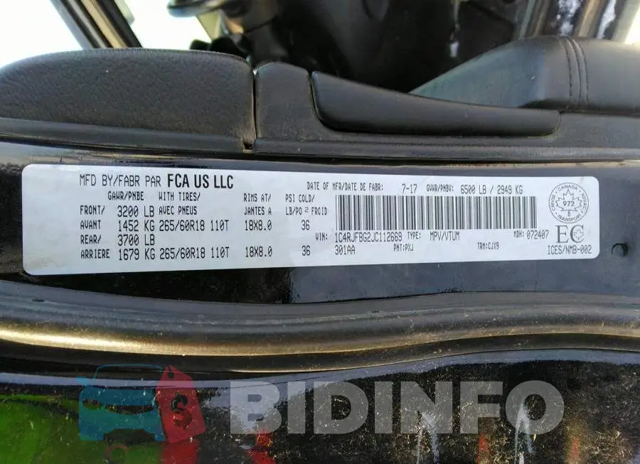1C4RJFBG2JC112669 Photo# 9