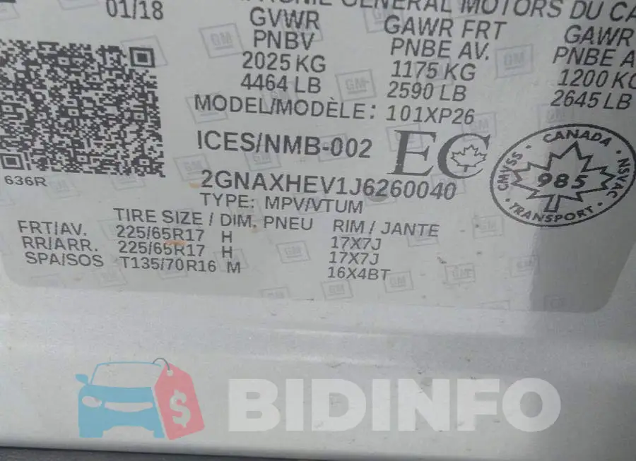2GNAXHEV1J6260040 Photo# 9