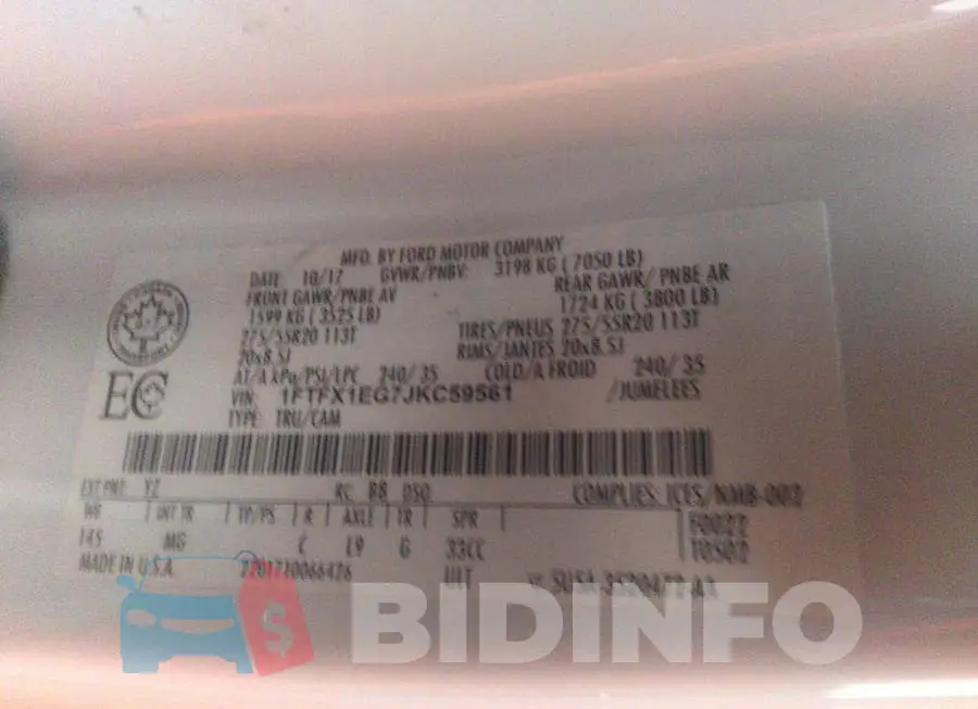 1FTFX1EG7JKC59561 Photo# 9