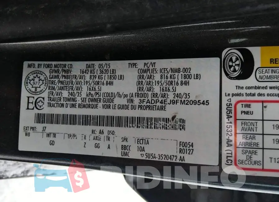 3FADP4EJ9FM209545 Photo# 9