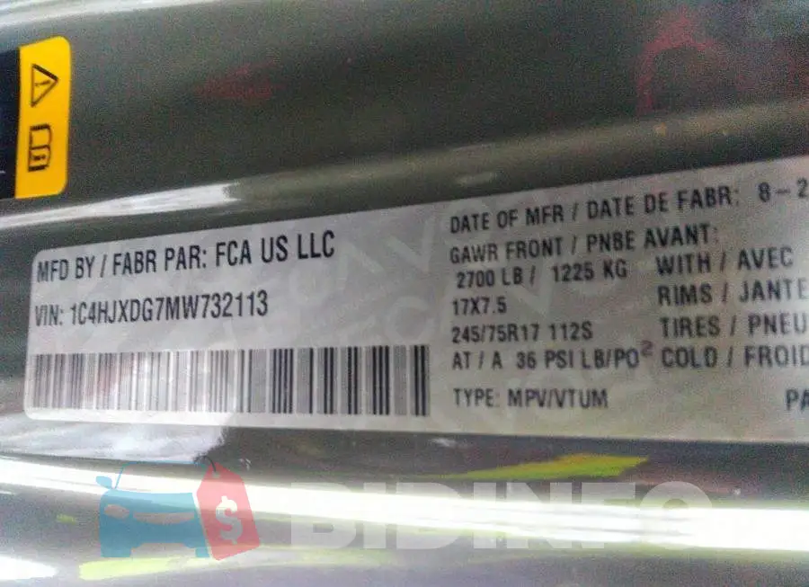 1C4HJXDG7MW732113 Photo# 9