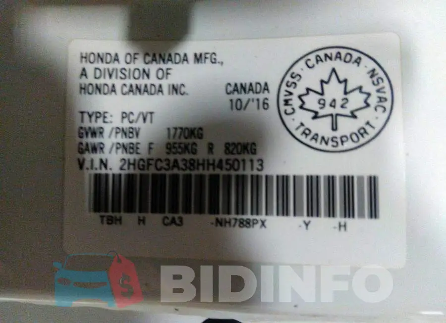 2HGFC3A38HH450113 Photo# 9