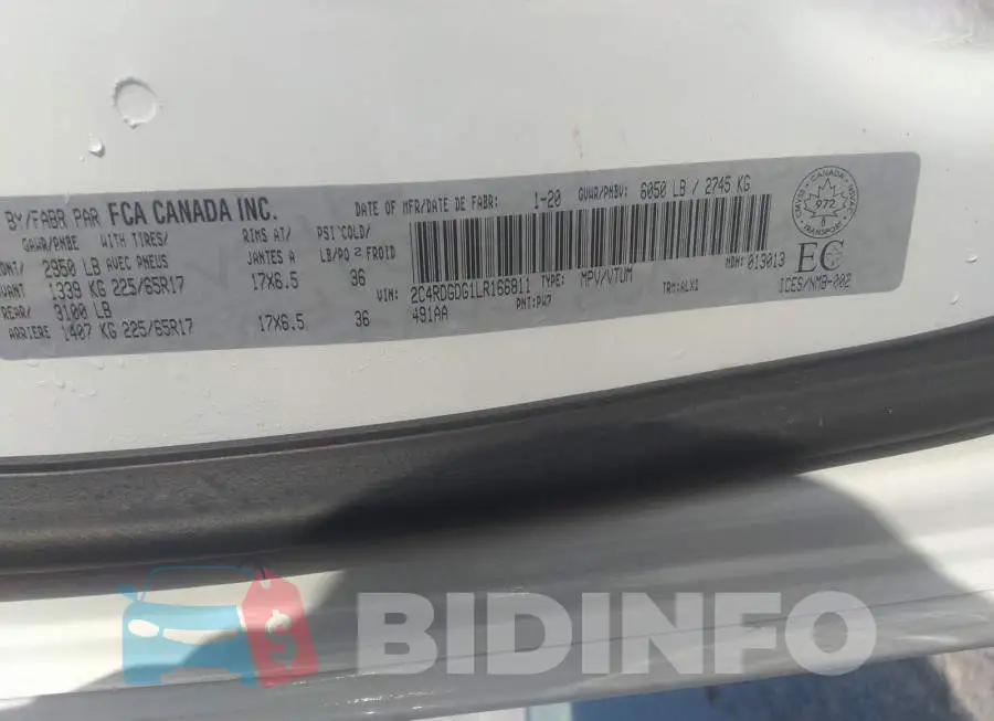 2C4RDGDG1LR166811 Photo# 9