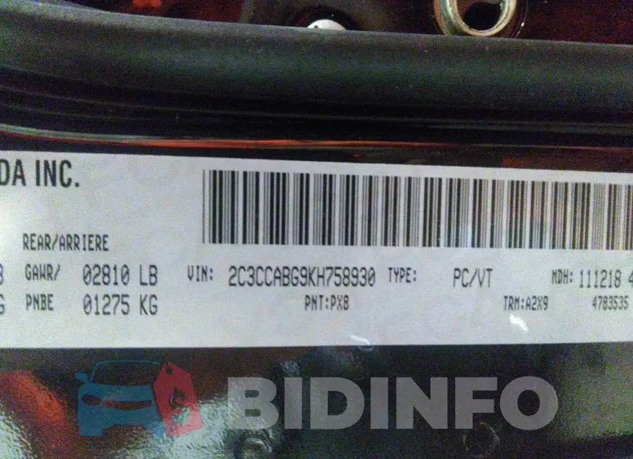 2C3CCABG9KH758930 Photo# 9