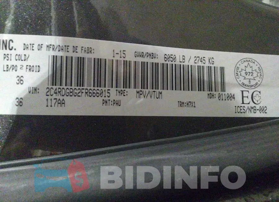 2C4RDGBG2FR666015 Photo# 9