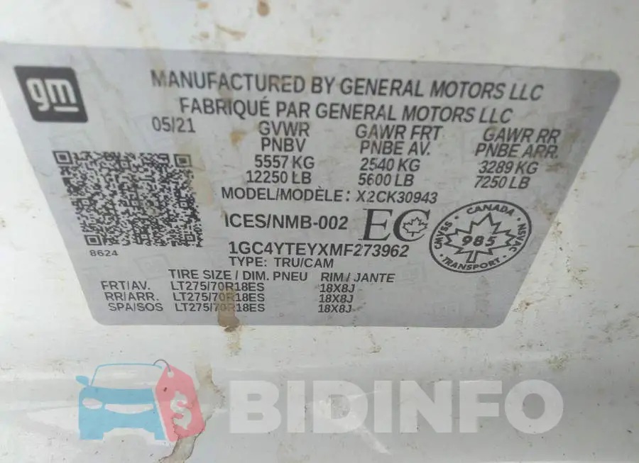 1GC4YTEYXMF273962 Photo# 9