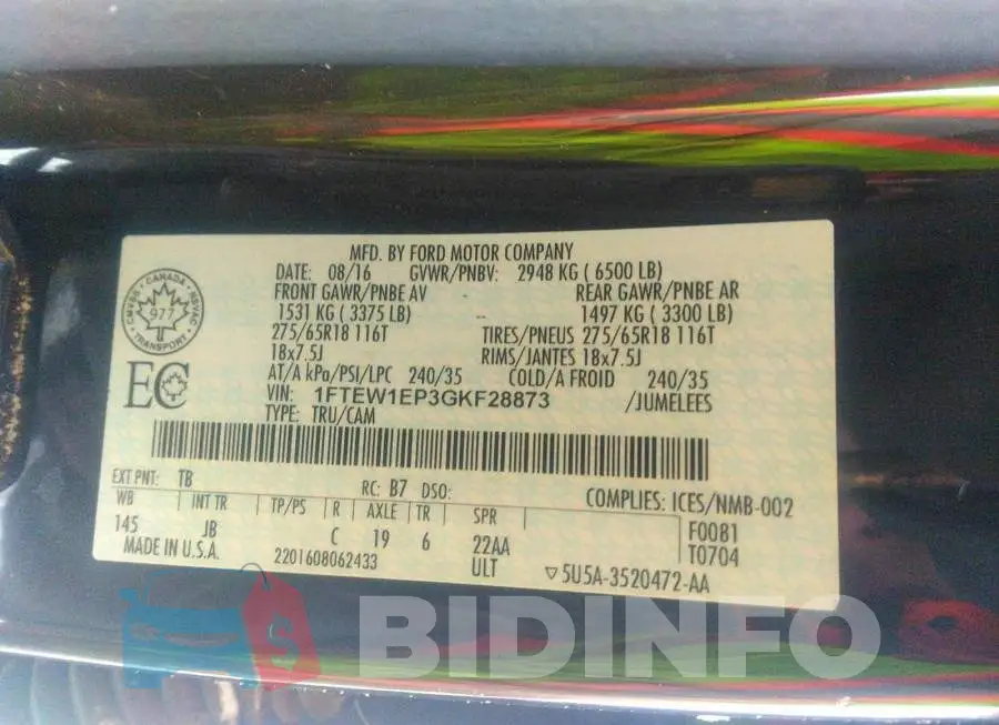 1FTEW1EP3GKF28873 Photo# 9