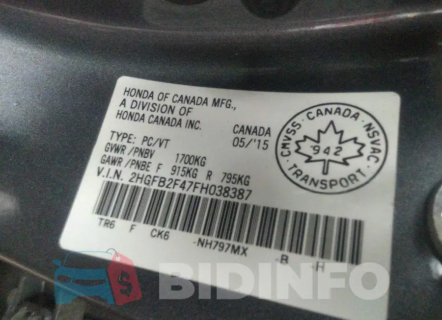 2HGFB2F47FH038387 Photo# 9