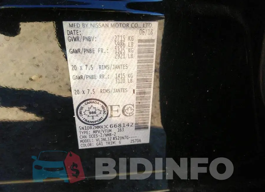 5N1DR2MMXJC668142 Photo# 9