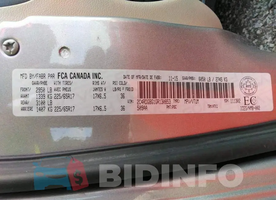 2C4RDGBG1GR130853 Photo# 9