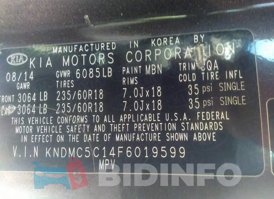KNDMC5C14F6019599 Photo# 9