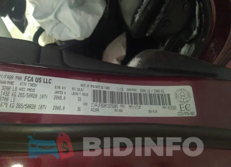 1C4RJFBG0KC679285 Photo# 9