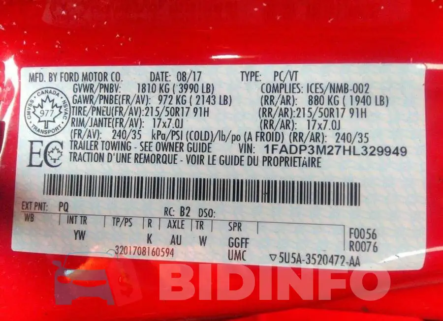 1FADP3M27HL329949 Photo# 9