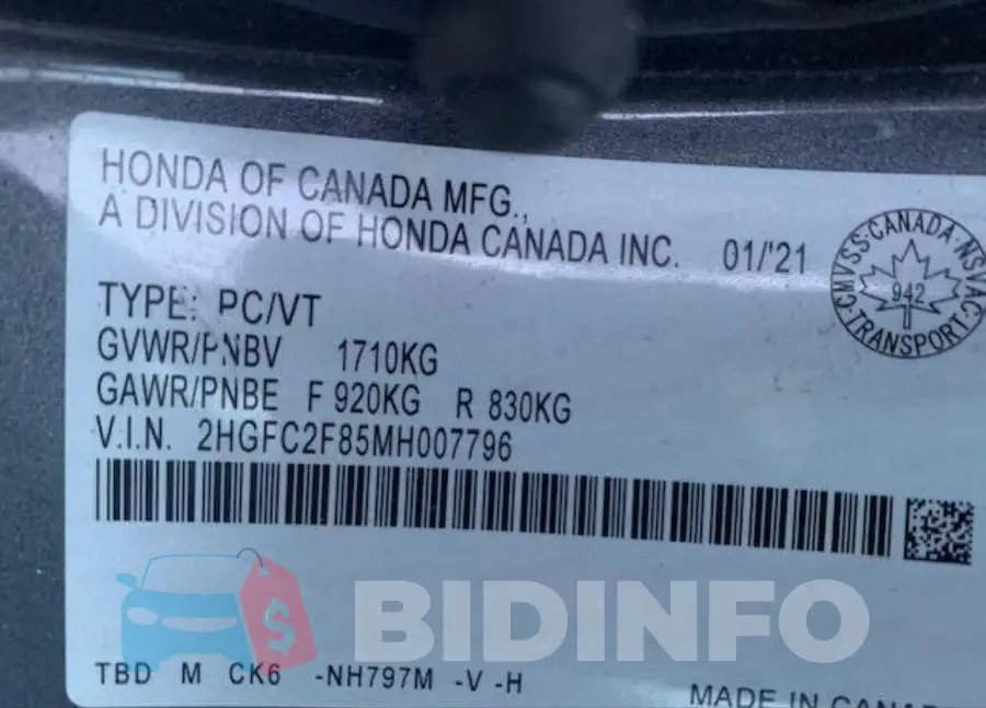2HGFC2F85MH007796 Photo# 10