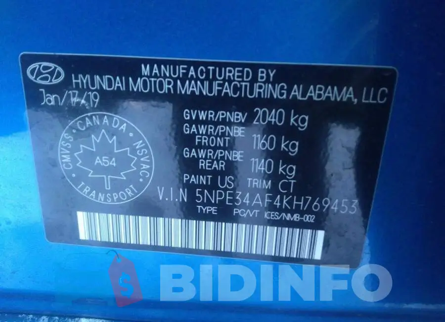 5NPE34AF4KH769453 Photo# 9