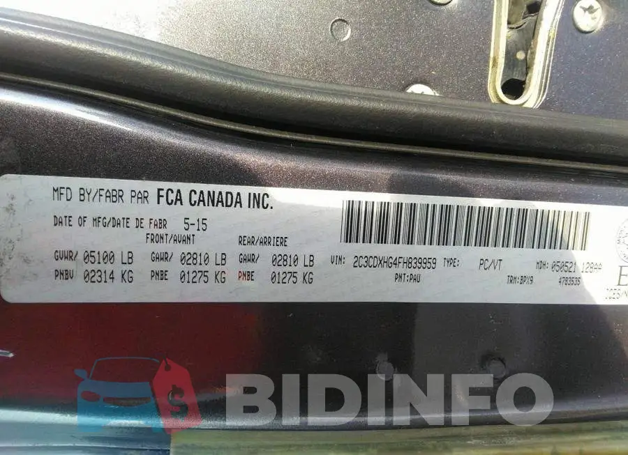 2C3CDXHG4FH839959 Photo# 9