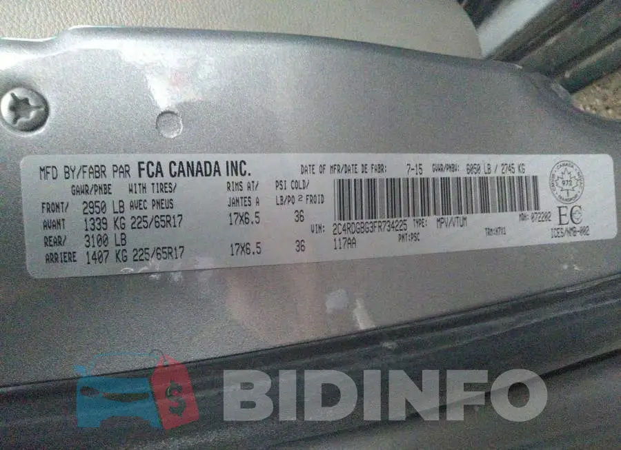 2C4RDGBG3FR734225 Photo# 9