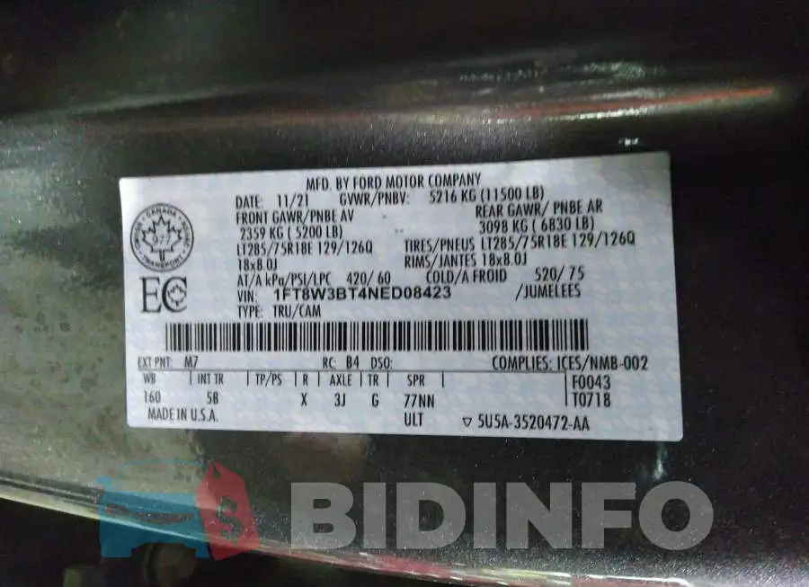 1FT8W3BT4NED08423 Photo# 9