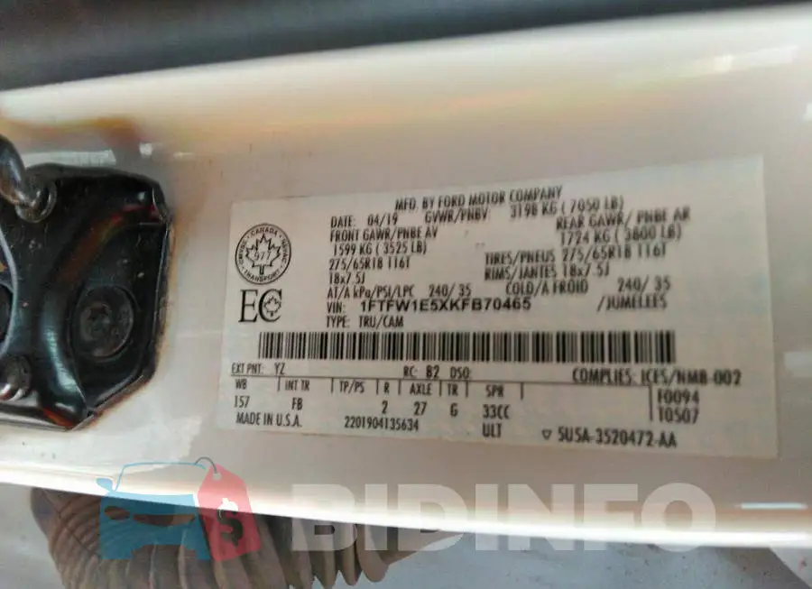 1FTFW1E5XKFB70465 Photo# 9