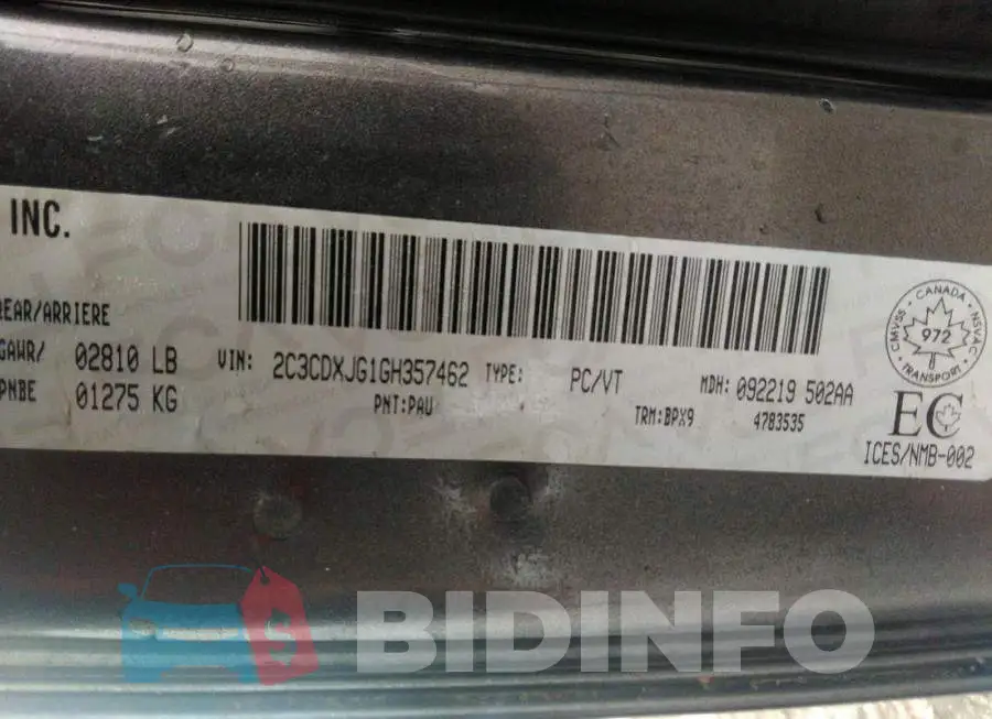 2C3CDXJG1GH357462 Photo# 9