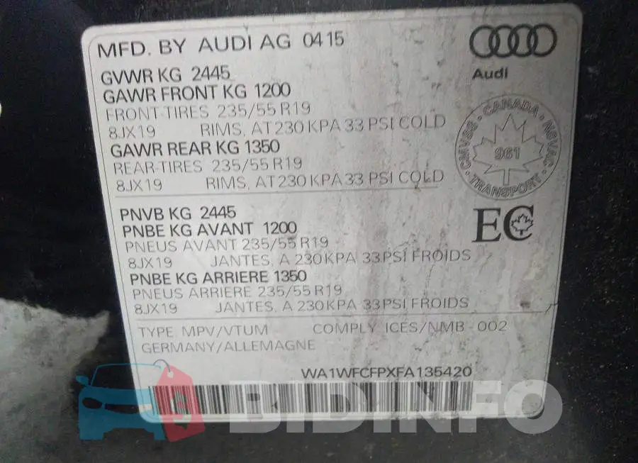 WA1WFCFPXFA135420 Photo# 9